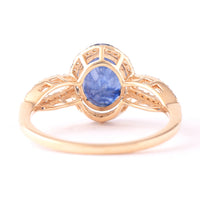 2.99 Ct Oval Mixed Cut Natural Sapphire 14K Gold Ring