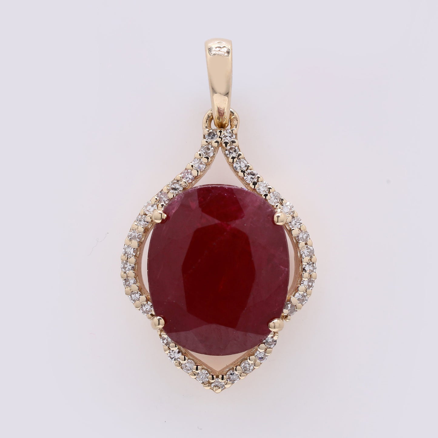 3.72 Ct Oval Mixed Cut Natural Ruby 14K Gold Pendant