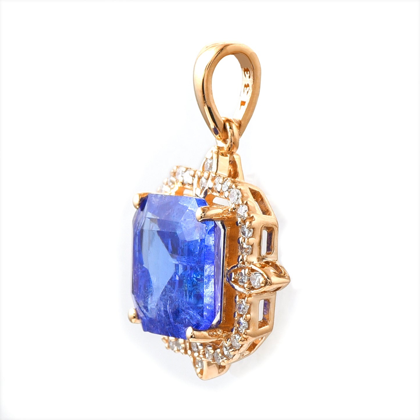 2.16 Ct Octagon Tanzanite 14K Gold Pendant