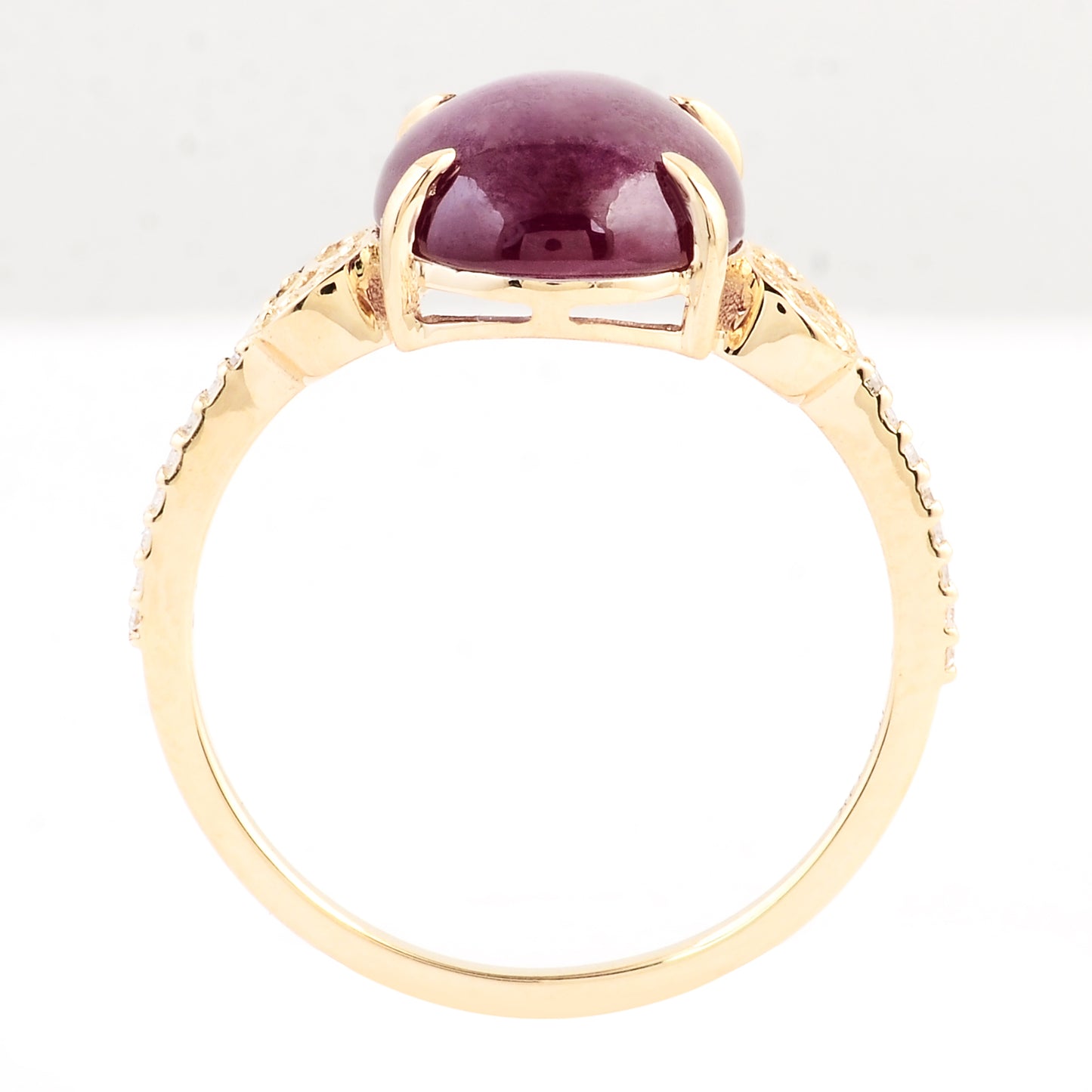 5.43 Ct Oval Cabochon Natural Corundum Ruby 14K Gold Ring