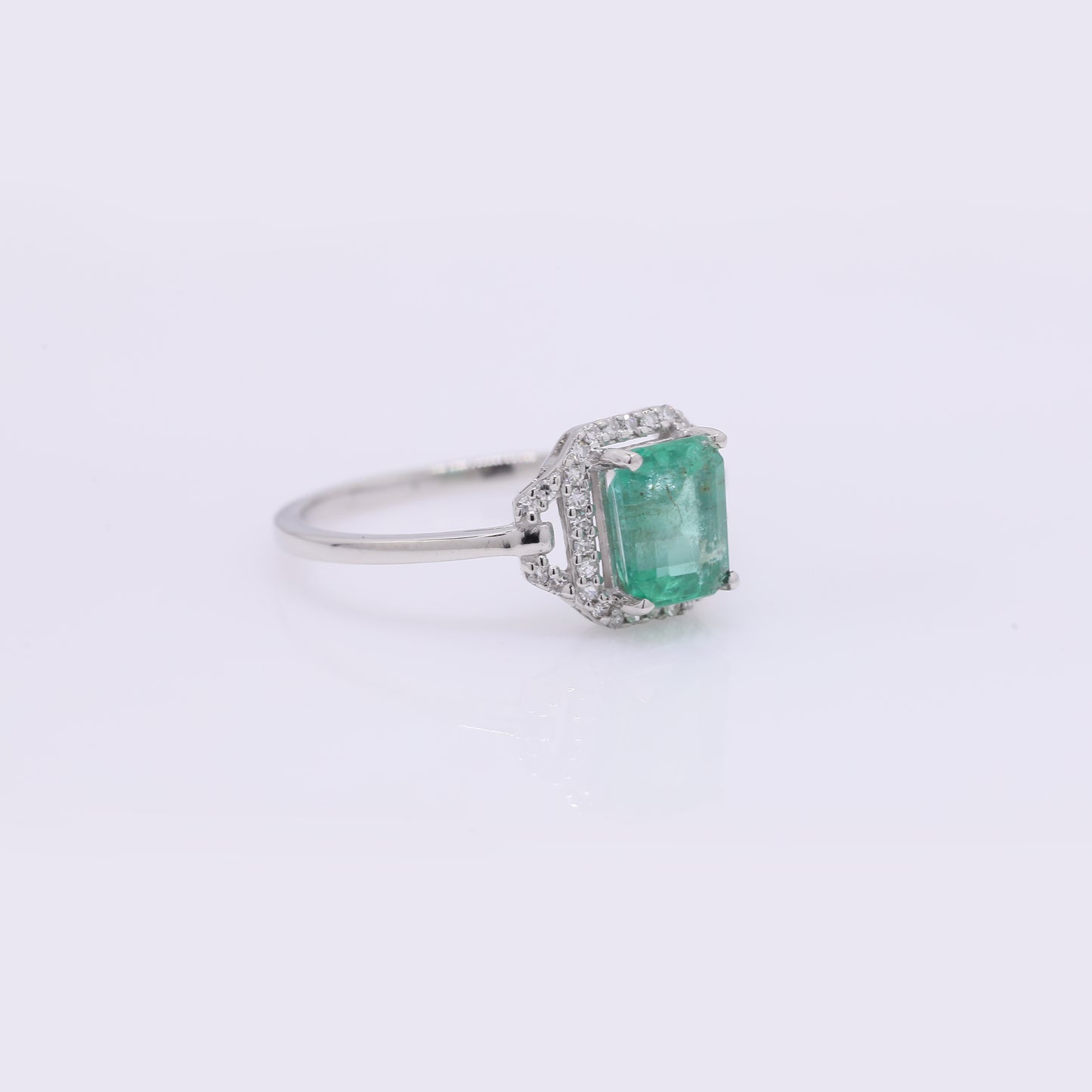 1.28 Ct Octagon Step Cut Natural Emerald 950 Platinum Ring