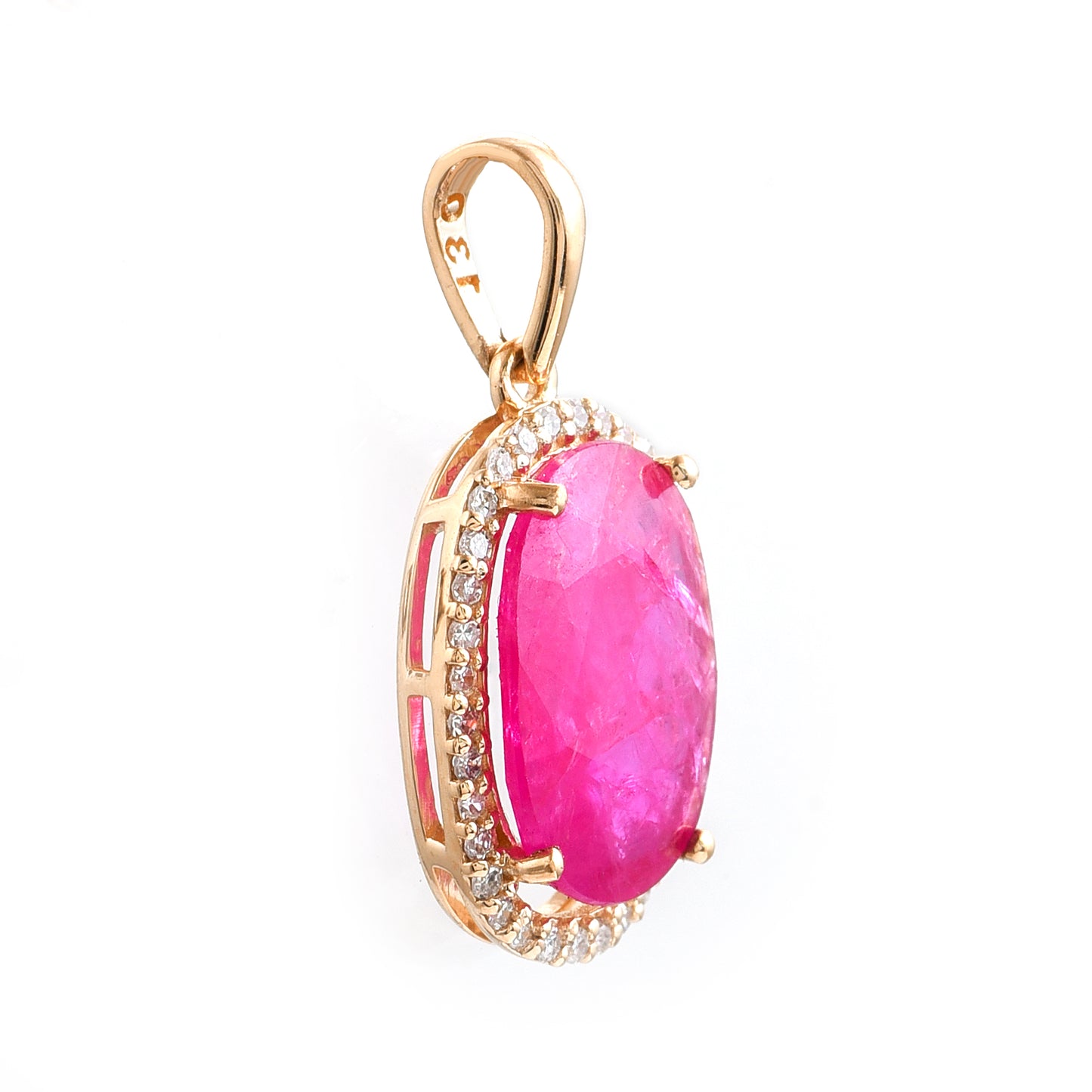 2.79 Ct Oval Mixed Cut Natural Ruby 14K Gold Pendant