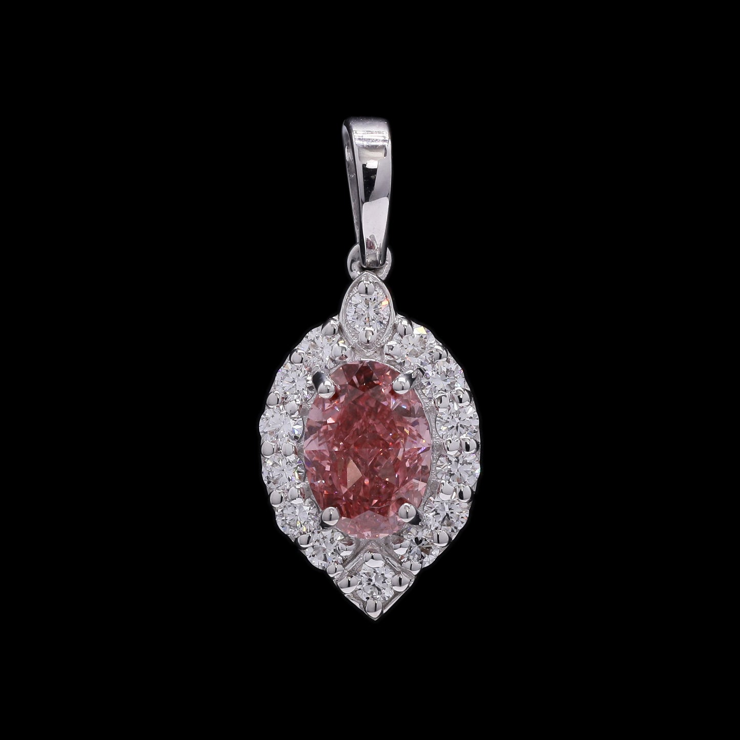 1.41 Carats Fancy Vivid Pink Lab Grown Diamond 14K Gold Pendant