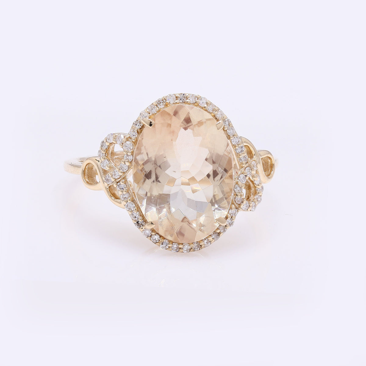 2.77 Ct Oval Mixed Cut Natural Plagioclase Feldspar Sunstone 14K Gold Ring