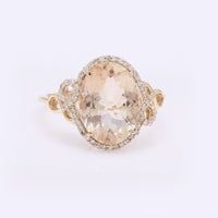 2.77 Ct Oval Mixed Cut Natural Plagioclase Feldspar Sunstone 14K Gold Ring