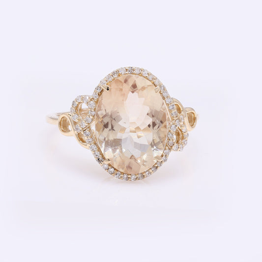 2.77 Ct Oval Mixed Cut Natural Plagioclase Feldspar Sunstone 14K Gold Ring