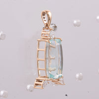 3.68 Ct Cushion Natural Beryl 14K Gold Pendant