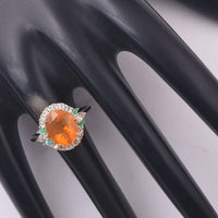 2.50 Ct Oval Fire Opal 9K Gold Ring