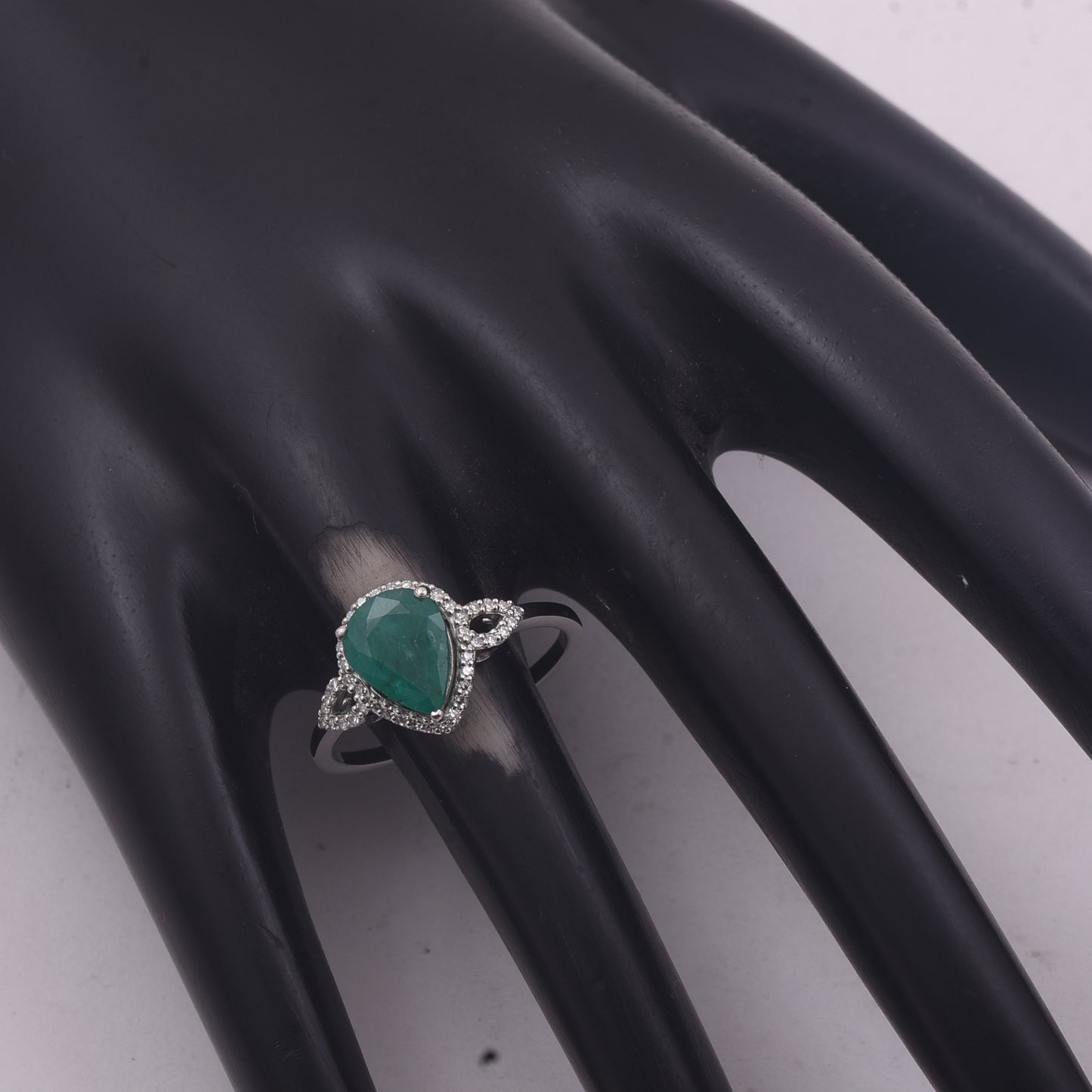 1.63 Ct Pear Mixed Cut Natural Emerald 950 Platinum Ring