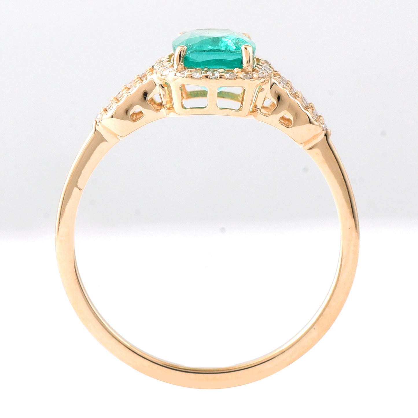 1.36 Ct Oval Mixed Cut Natural Emerald 14K Gold Ring