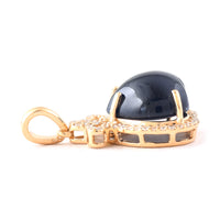 5.93 Ct Heart Cabochon Natural Sapphire 14K Gold Pendant