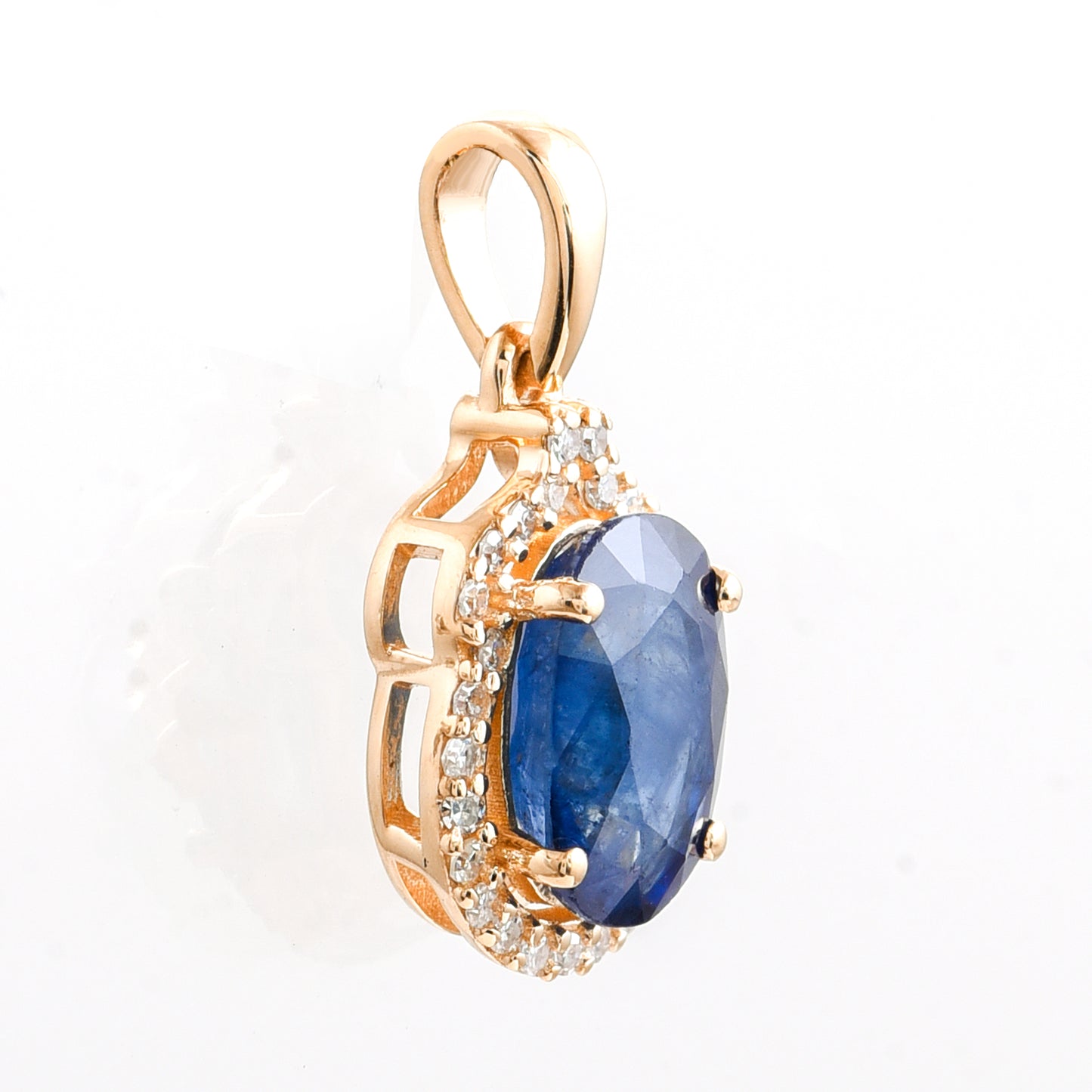 1.69 Ct Oval Mixed Cut Natural Sapphire 14K Gold Pendant