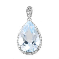 3.95 Ct Pear Mixed Cut Natural Aquamarine 950 Platinum Pendant