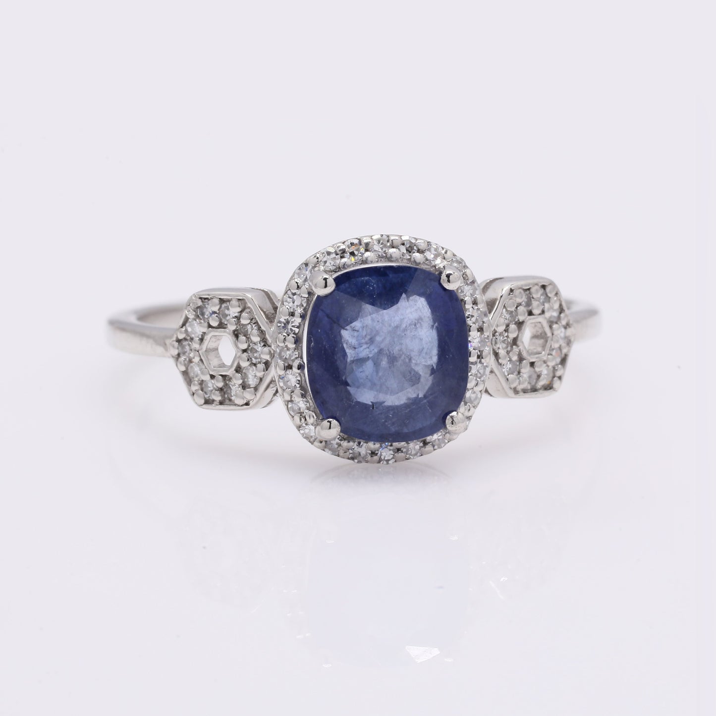 1.60 Ct Cushion Mixed Cut Natural Sapphire 950 Platinum Ring