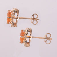 1.36 Ct Round Cabochon Cut Natural Fire Opal 14K Gold Earrings