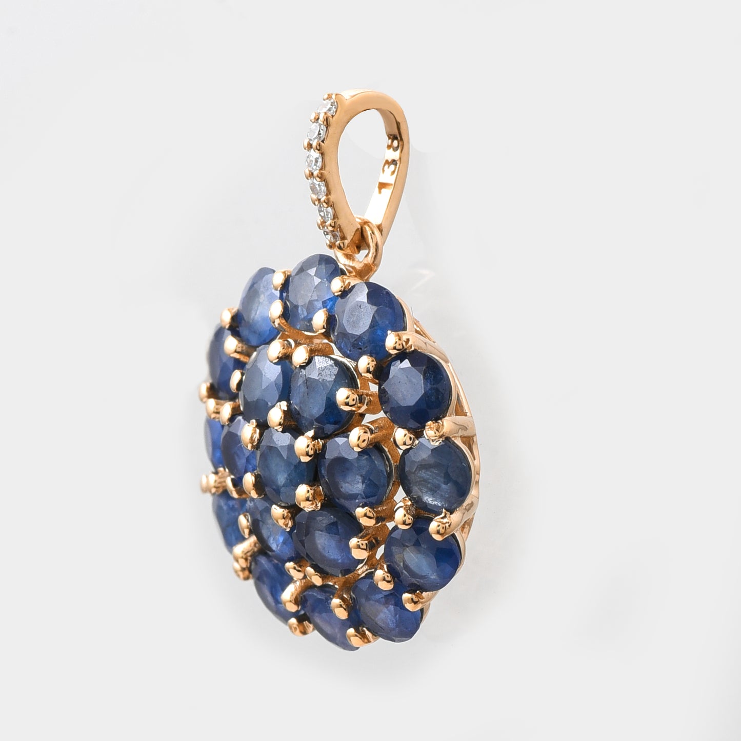 2.40 Ct Round Mixed Cut Natural Sapphire 14K Gold Pendant