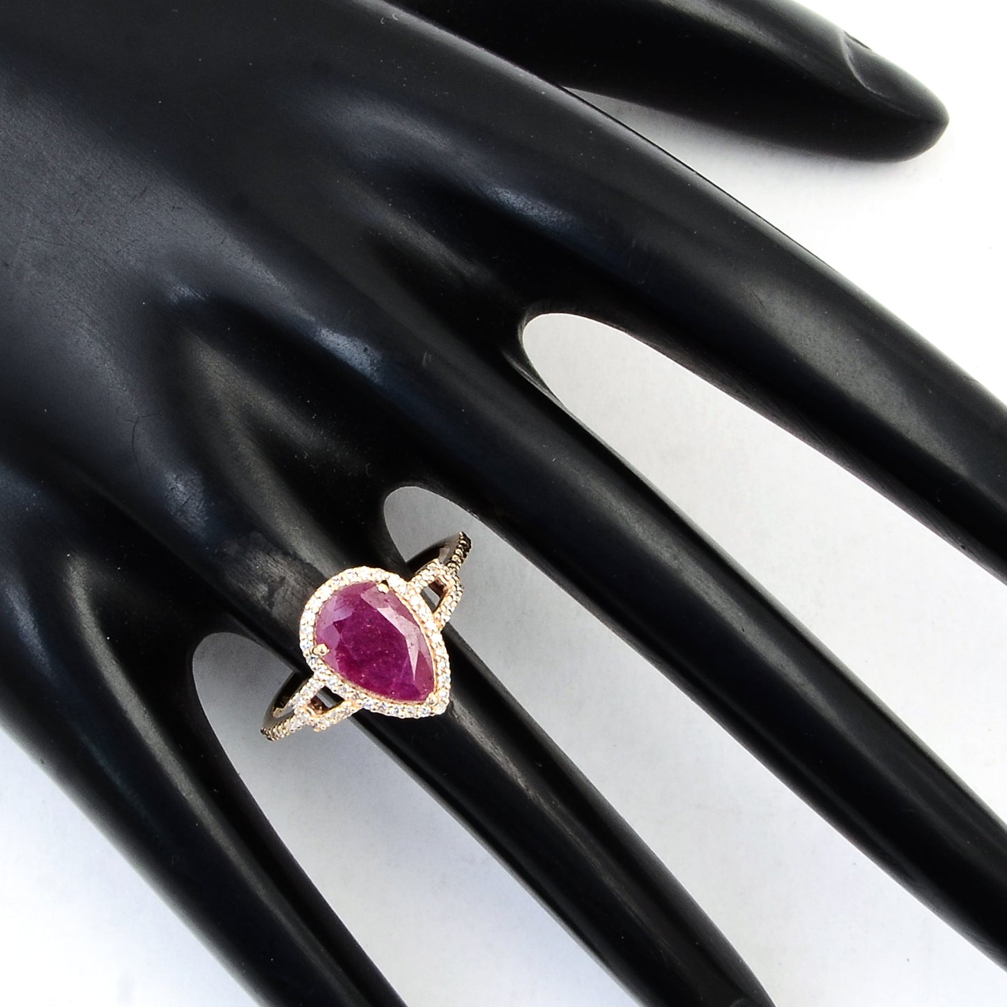 2.07 Ct Pear Mixed Cut Natural Corundum Ruby 14K Gold Ring