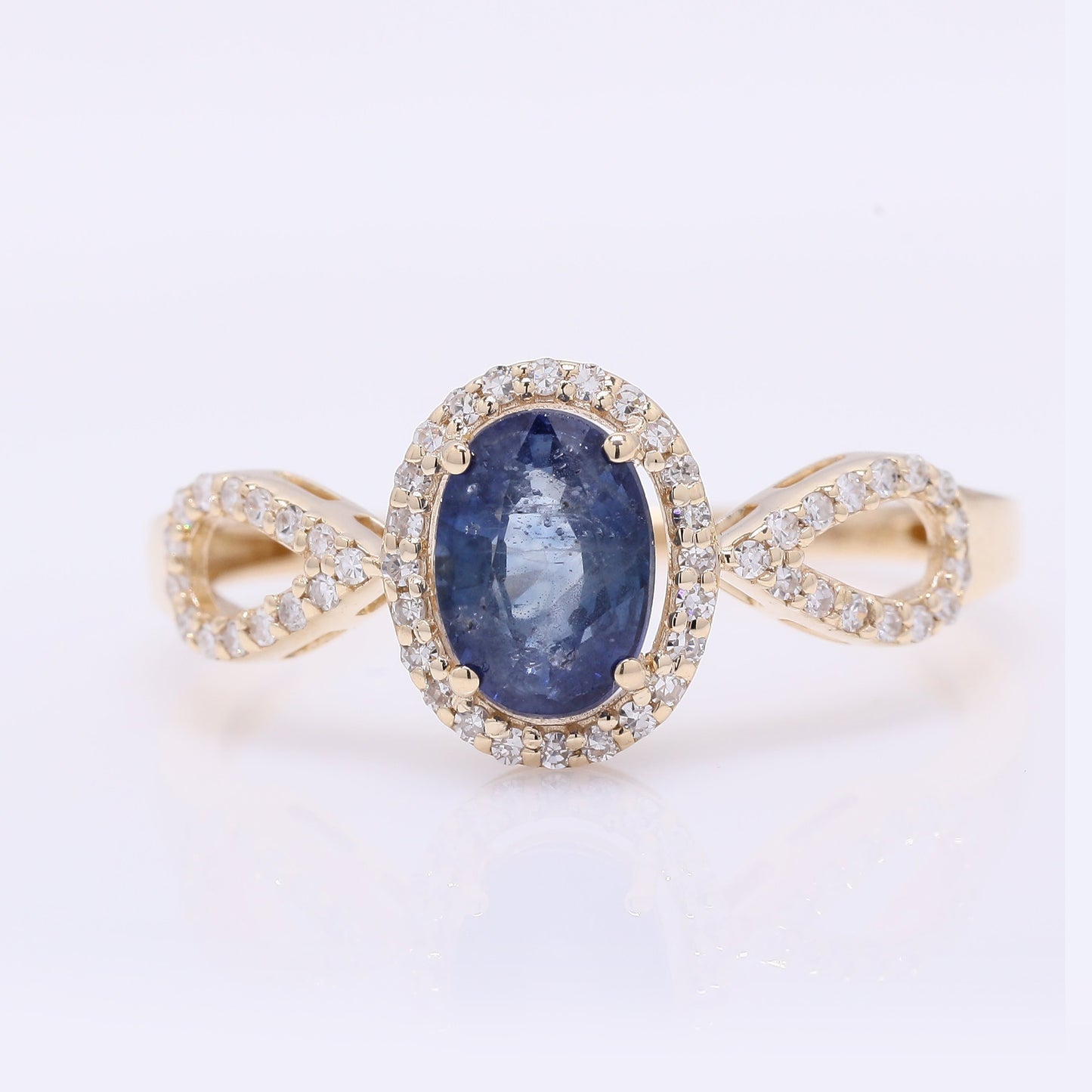 1.38 Ct Oval Mixed Cut Natural Sapphire 14K Gold Ring
