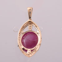 6.89 Ct Oval Cabochon Cut Natural Ruby 14K Gold Pendant