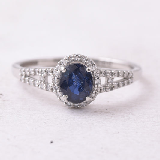 1.09 Ct Oval Mixed Cut Natural Sapphire 950 Platinum Ring