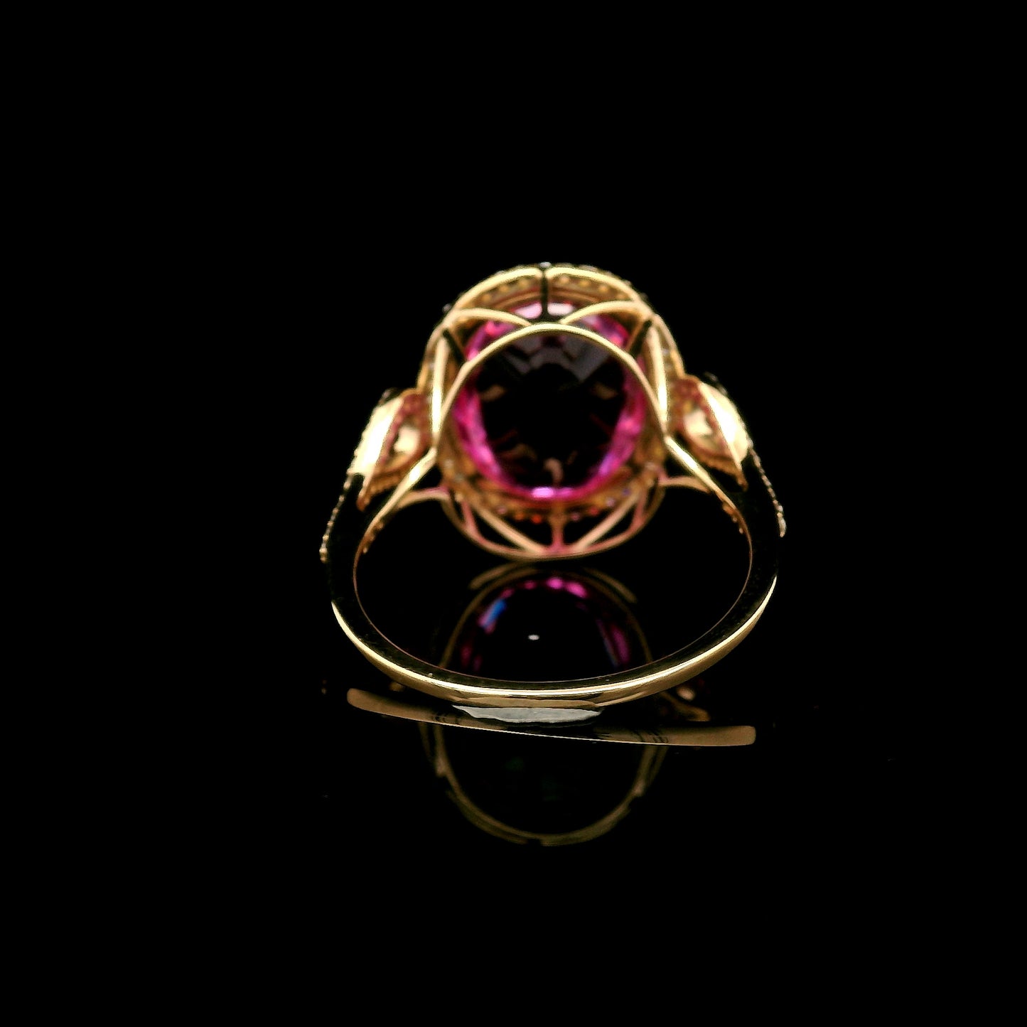 7.87 Ct Oval Mixed Cut Lab Grown Pink Sapphire 14K Gold Ring