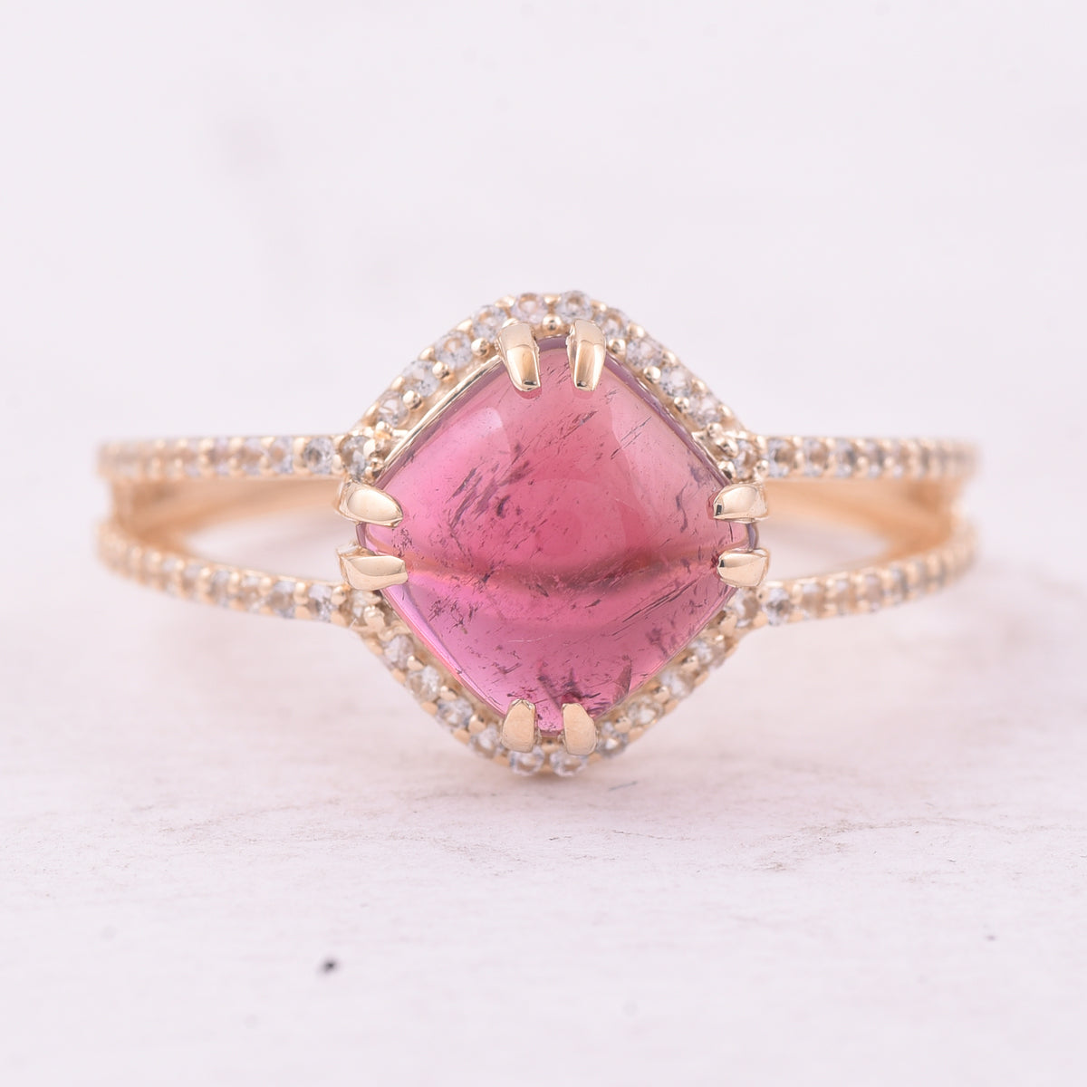 3.14 Ct Cushion Tourmaline 9K Gold Ring