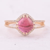 3.14 Ct Cushion Tourmaline 9K Gold Ring