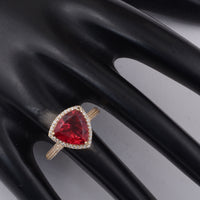 3.62 Ct Trillion Tourmaline 9K Gold Ring