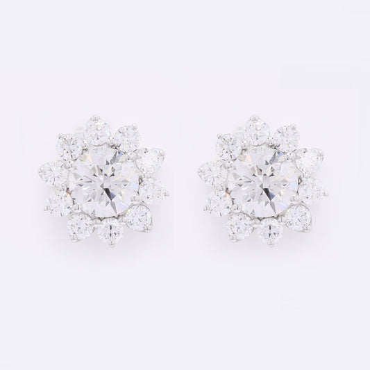 3.70 Carats Lab Grown Diamond 14K Gold Earrings