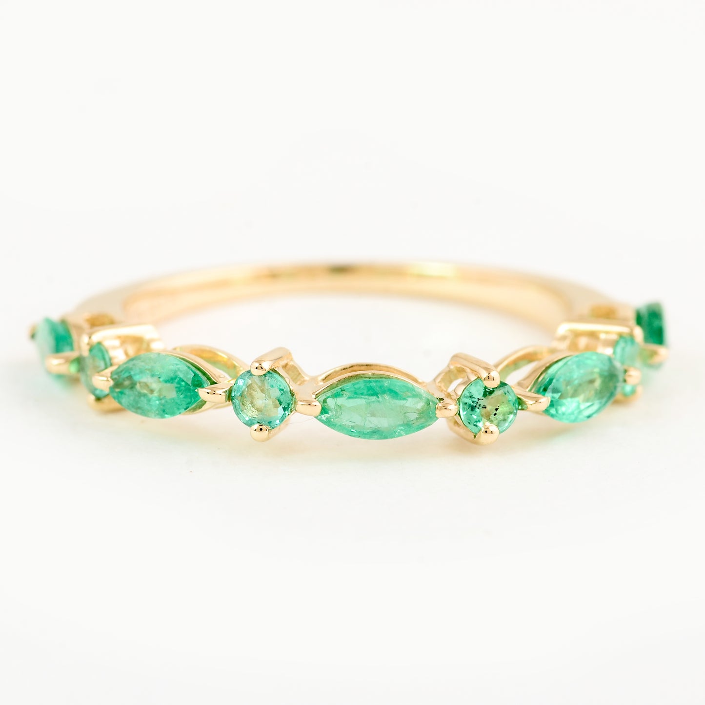 0.79 Ct Pear Emerald 14K Gold Ring