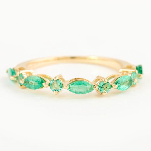 0.79 Ct Pear Emerald 14K Gold Ring