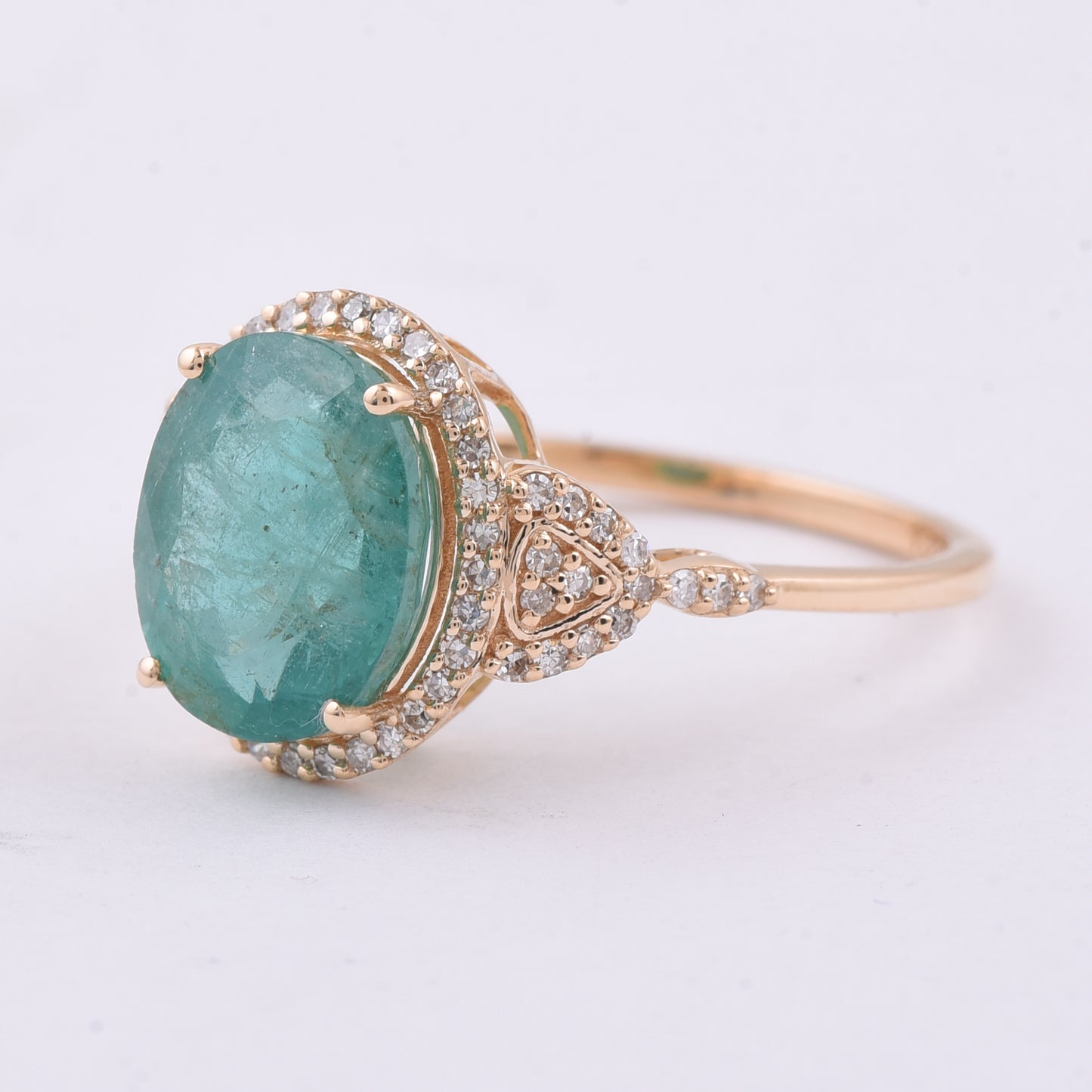 3.07 Ct Oval Natural Emerald 14K Gold Ring