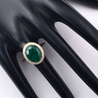 5.43 Ct Oval Mixed Cut Natural Emerald 14K Gold Ring