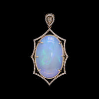 17.42 Ct Oval Cabochon Natural Opal 14K Gold Pendant