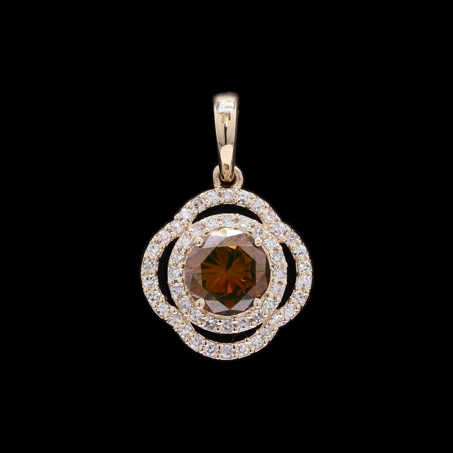 0.80 Ct Round Red Diamond 14K Gold Pendant