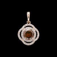 0.80 Ct Round Red Diamond 14K Gold Pendant