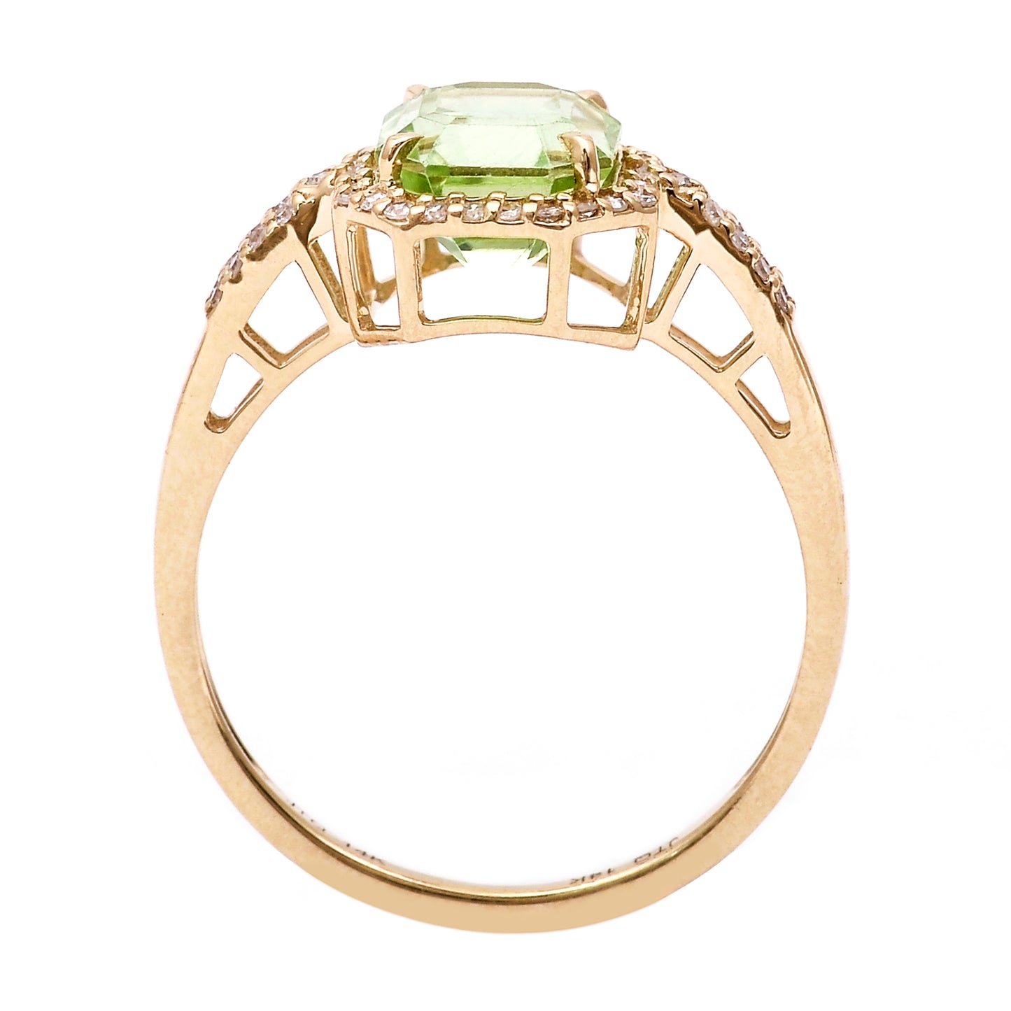 2.41 Ct Octagon Natural Eridot 14K Gold Ring