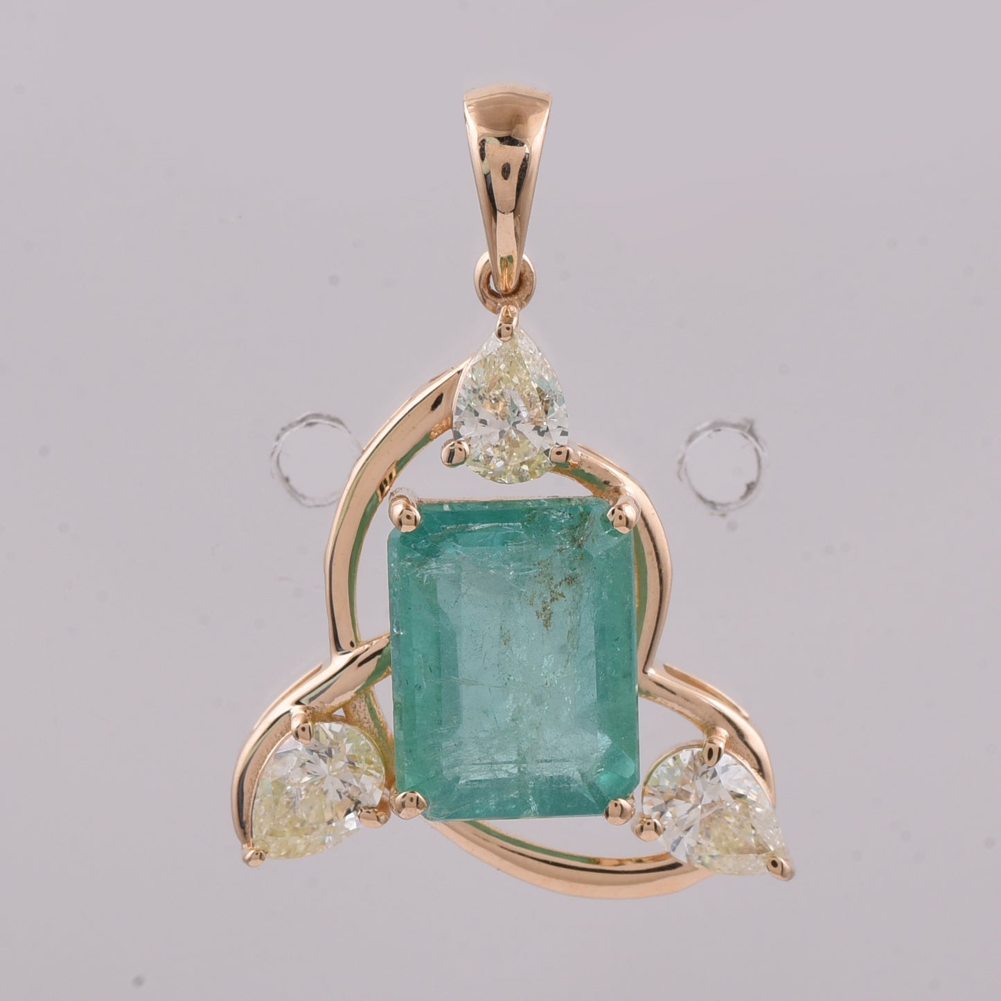 3.10 Ct Octagon Step Cut Natural Emerald 14K Gold Pendant
