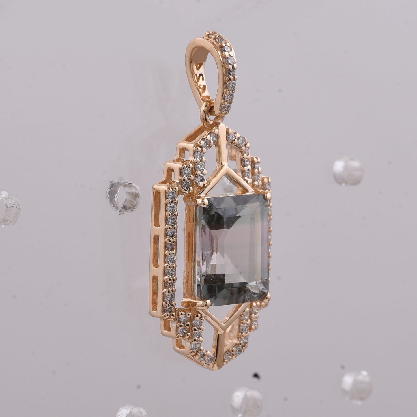 2.40 Ct Octagon Step Cut Natural Tourmaline 14K Gold Pendant
