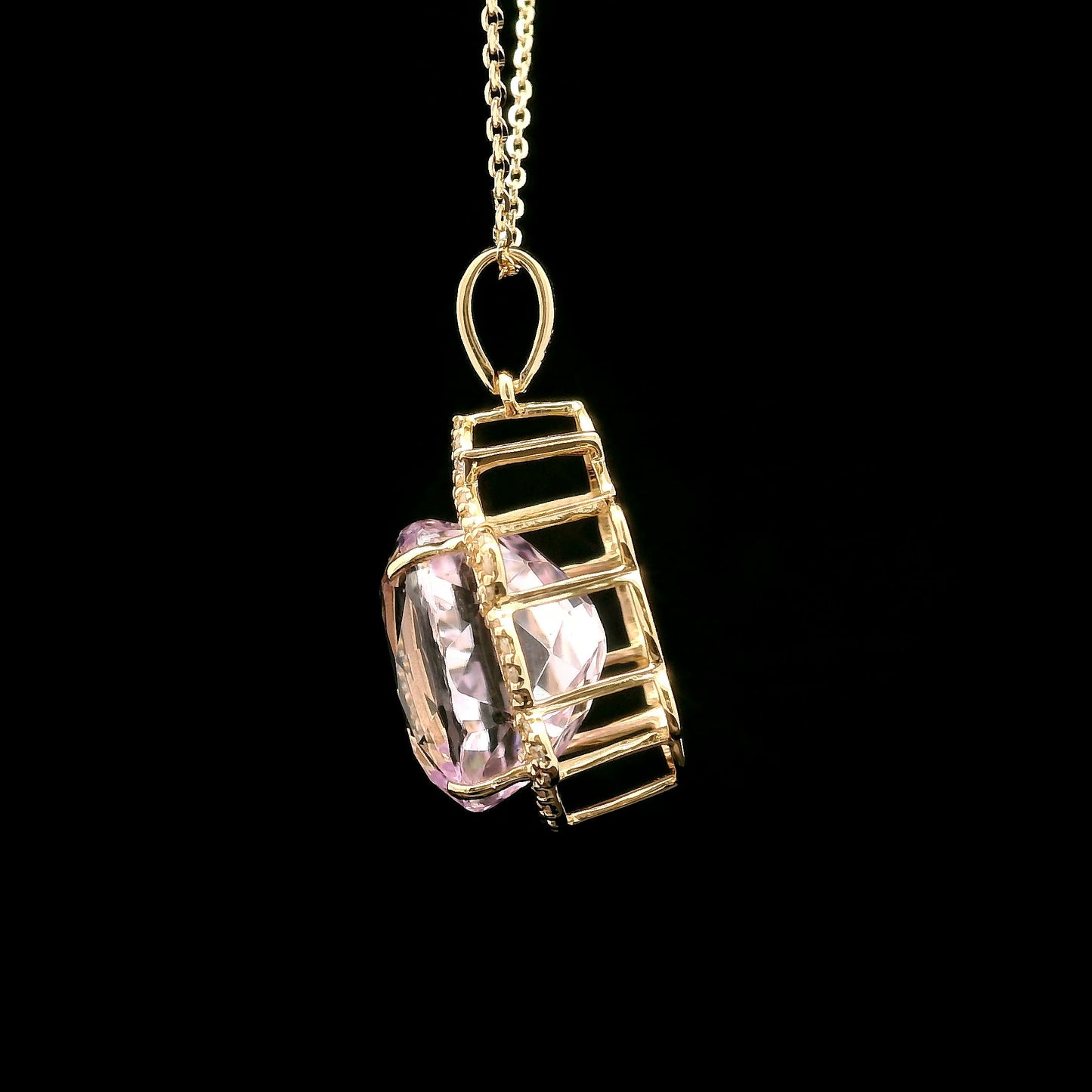 7.87 Ct Oval Kunzite 14K Gold Pendant