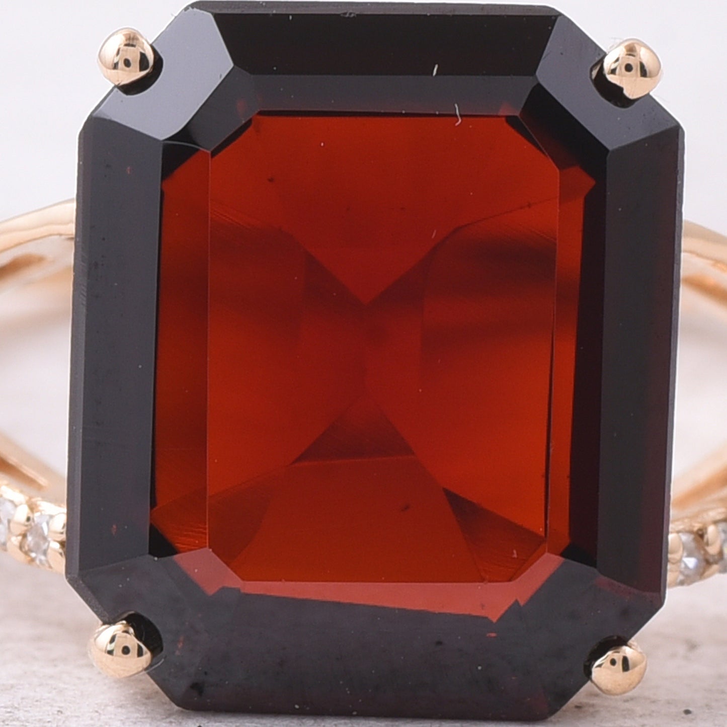 5.75 Ct Octagon Step Cut Natural Garnet 14K Gold Ring