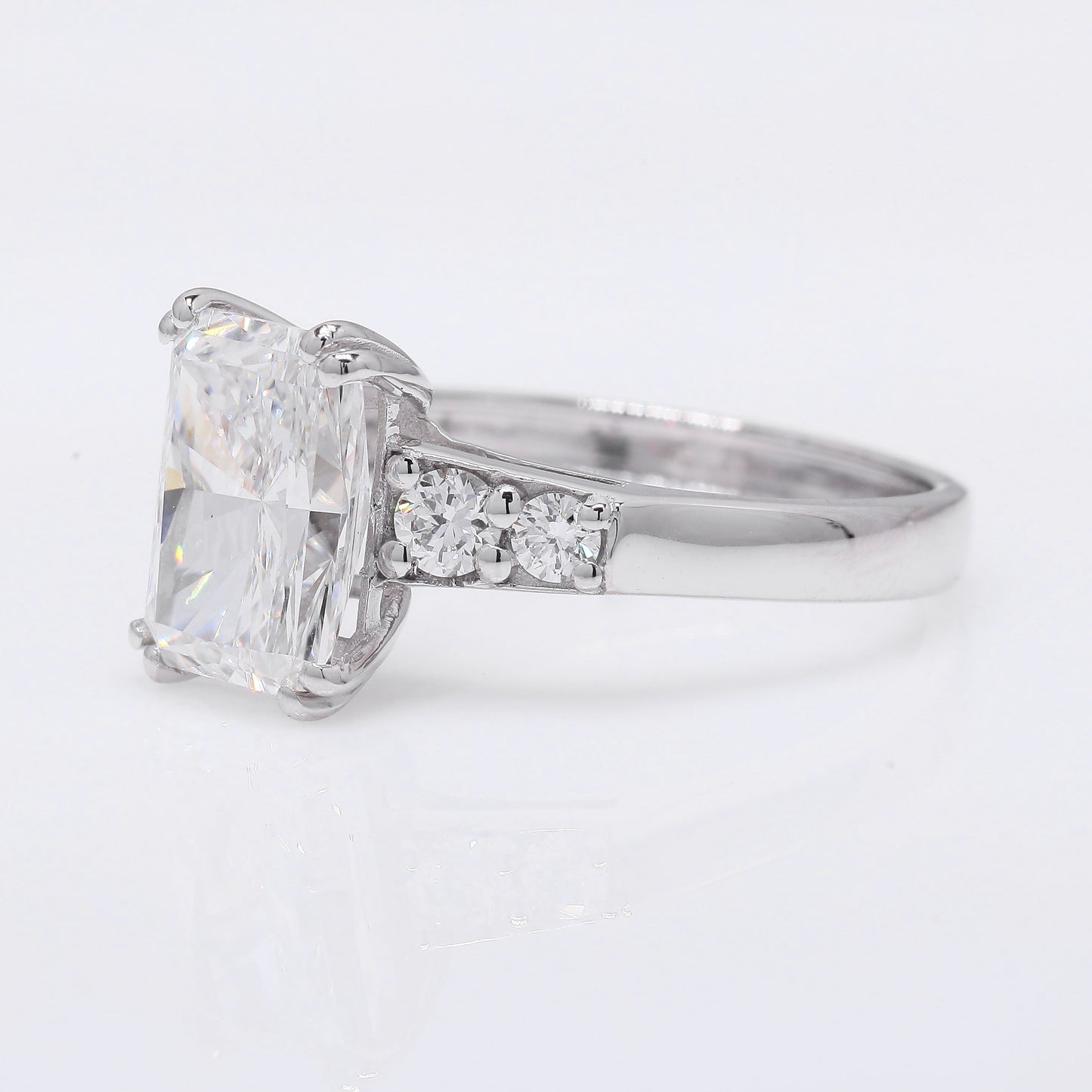 3.15 Ct Cut Cornered Rectangular Modified Brilliant Lab Grown Diamond 950 Platinum Ring