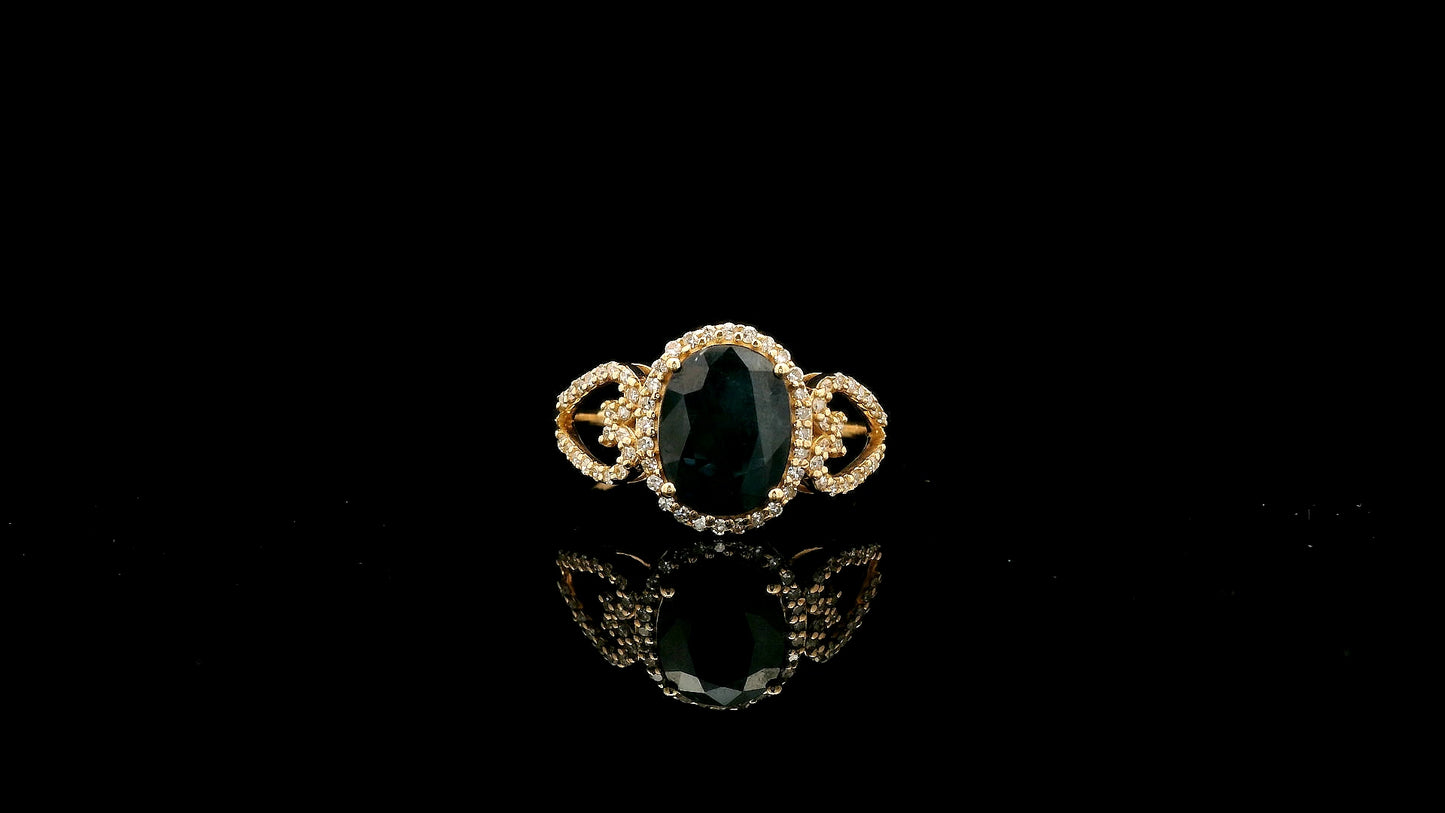 1.98 Ct Oval Natural Sapphire 14K Gold Ring