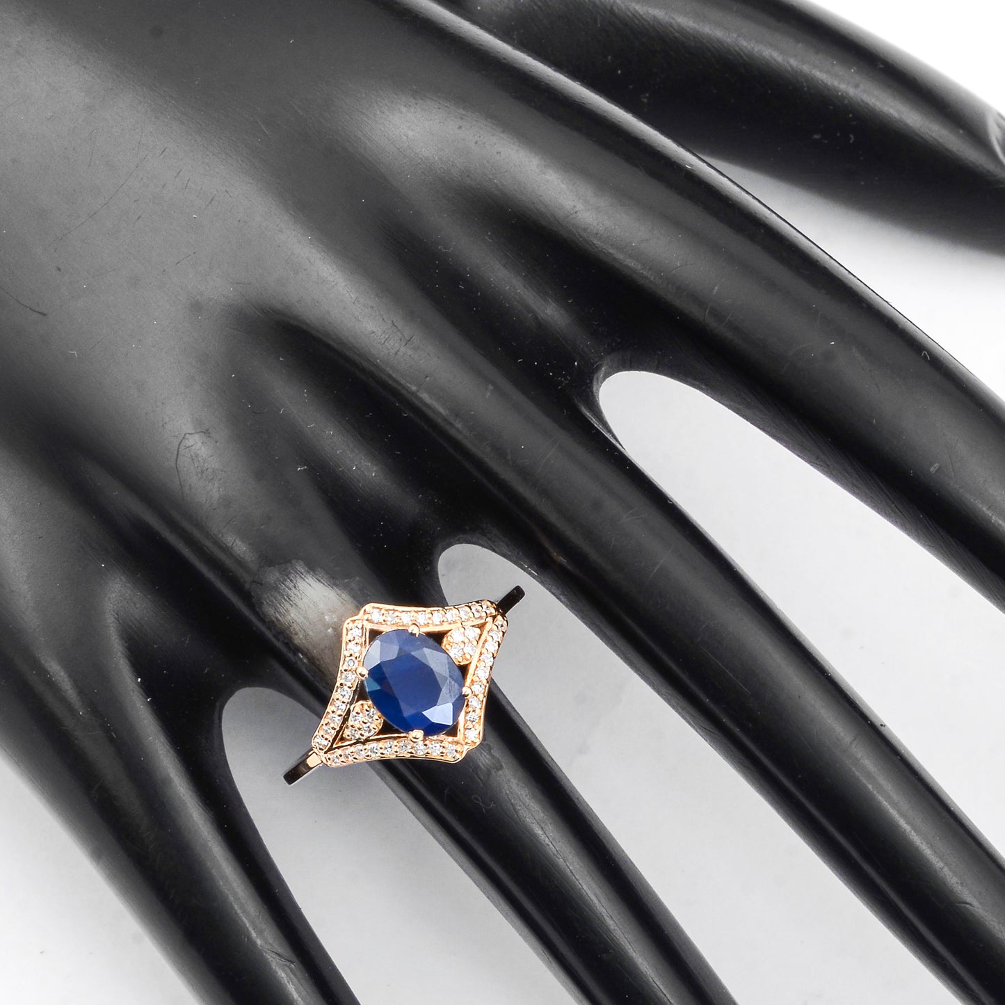 1.36 Ct Oval Mixed Cut Natural Sapphire 14K Gold Ring