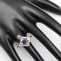 1.36 Ct Oval Mixed Cut Natural Sapphire 14K Gold Ring