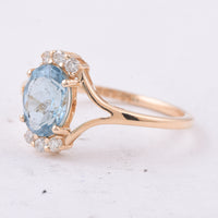 1.35 Ct Oval Natural Aquamarine 14K Gold Ring