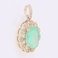 2.13 Ct Oval Mixed Cut Natural Emerald 14K Gold Pendant