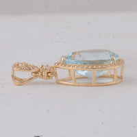 3.97 Ct Pear Aquamarine 9K Gold Pendant
