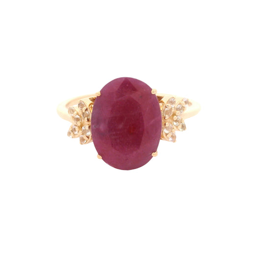 3.54 Ct Oval Ruby 14K Gold Ring