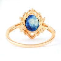 2.30 Ct Oval Mixed Cut Natural Sapphire 14K Gold Ring